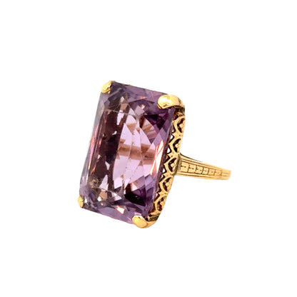 Vintage 14K Gold Amethyst Cocktail Ring – Retro Openwork Design