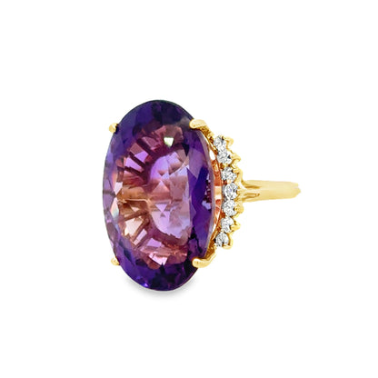 Bold 14K Gold Amethyst Solitaire with Diamond Accents