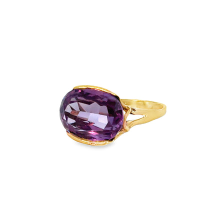 14K Yellow Gold Openwork Ring with Amethyst