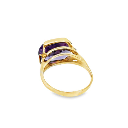 14K Yellow Gold Openwork Ring with Amethyst