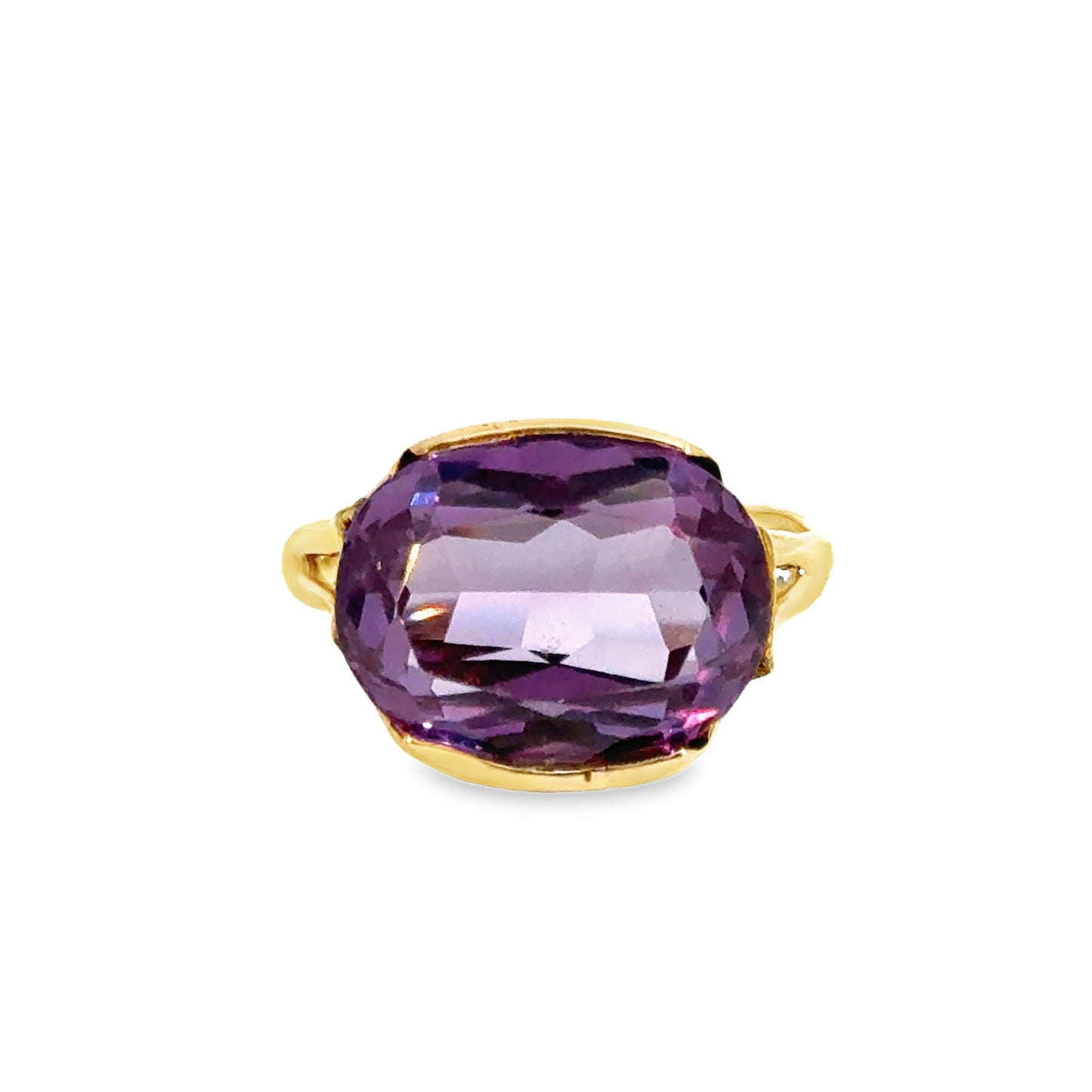 14K Yellow Gold Openwork Ring with Amethyst