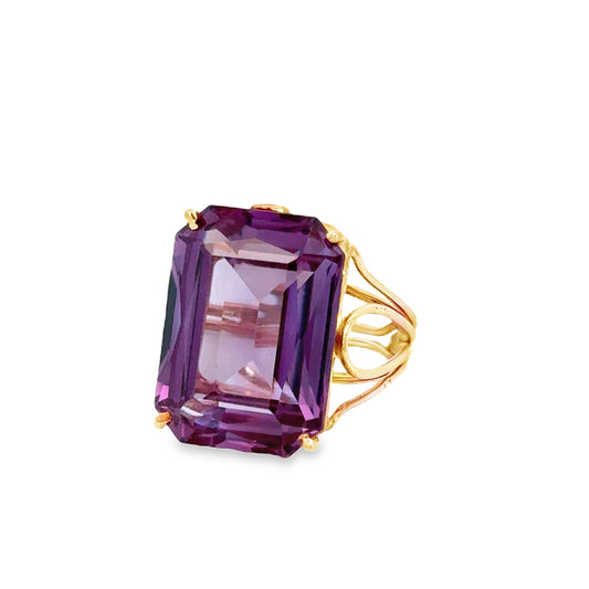Vintage 1960s 14K Gold Amethyst Statement Ring