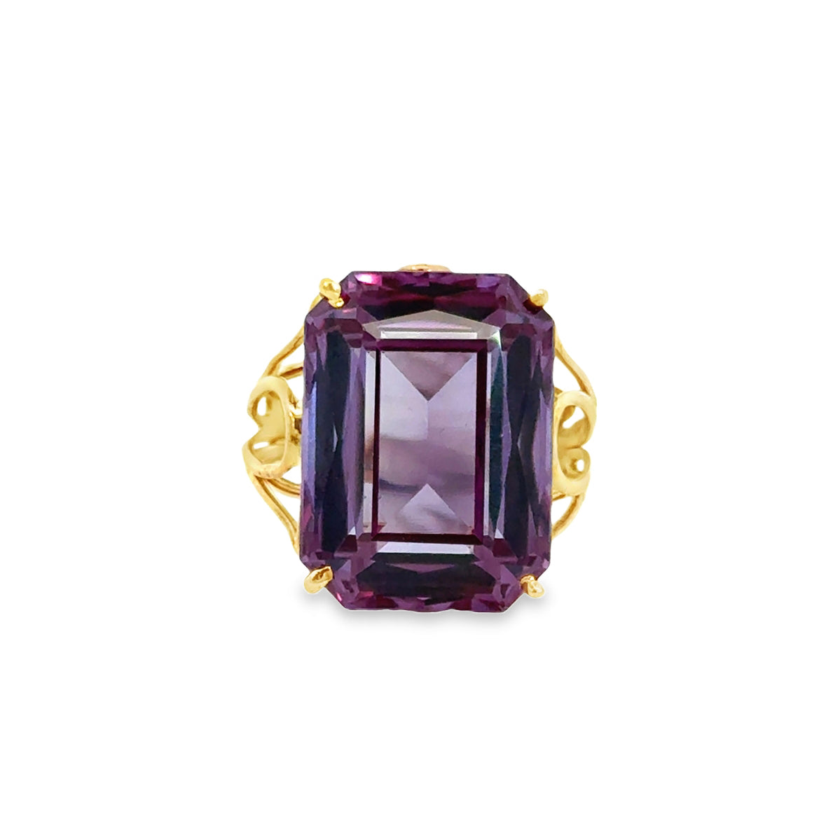 Vintage 1960s 14K Gold Amethyst Statement Ring