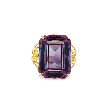 Vintage 1960s 14K Gold Amethyst Statement Ring