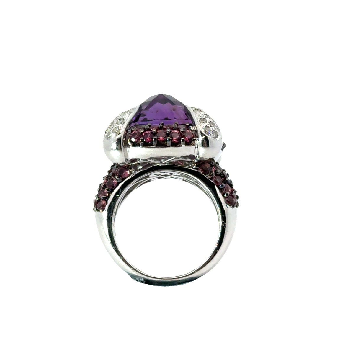 14K White Gold Dramatic Amethyst & Diamond Cocktail Ring