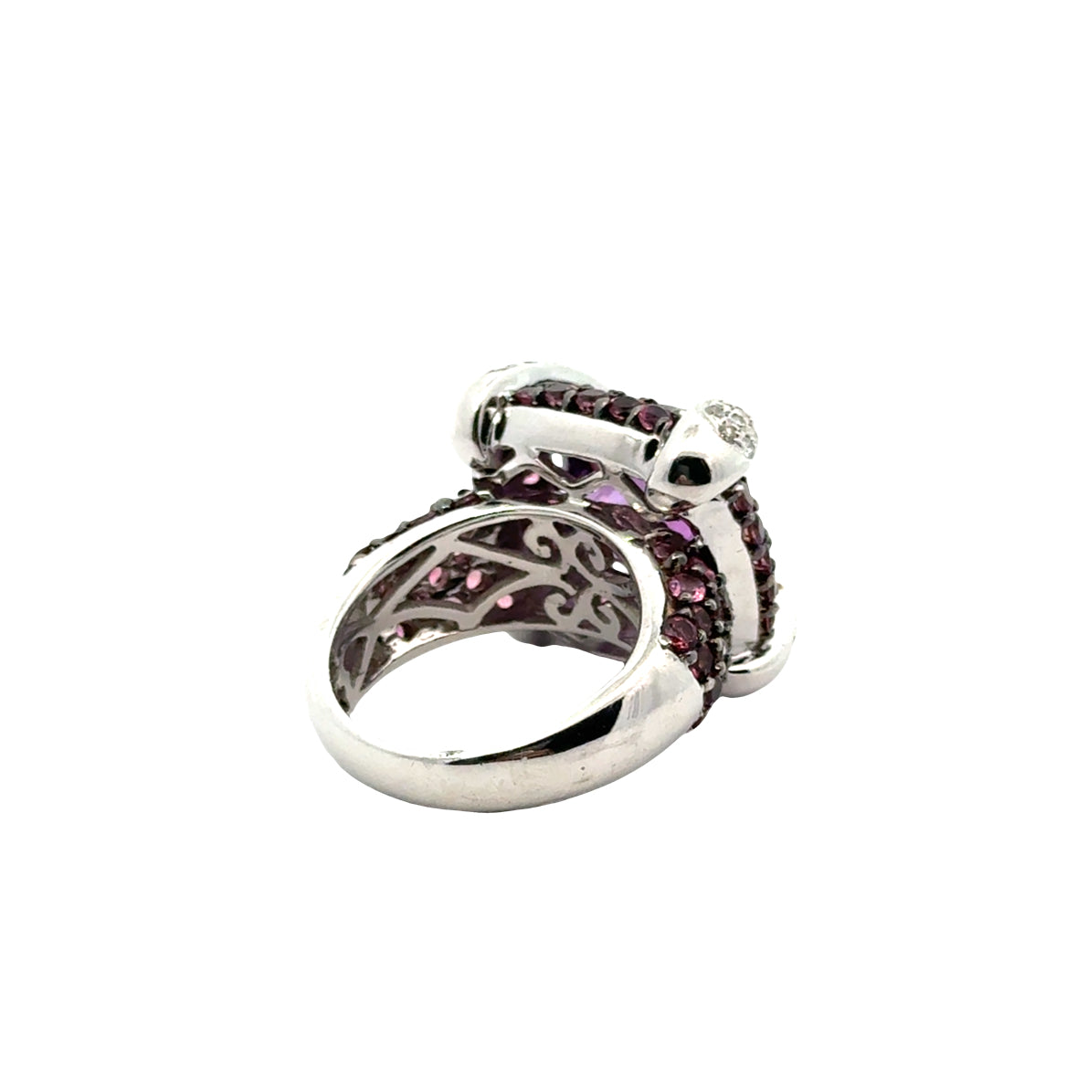 14K White Gold Dramatic Amethyst & Diamond Cocktail Ring