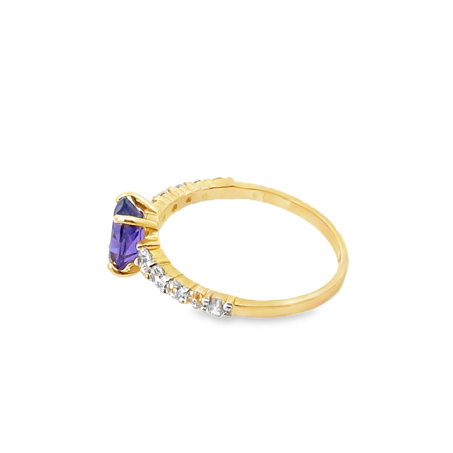 14K Yellow Gold Vibrant Amethyst & Diamond Ring