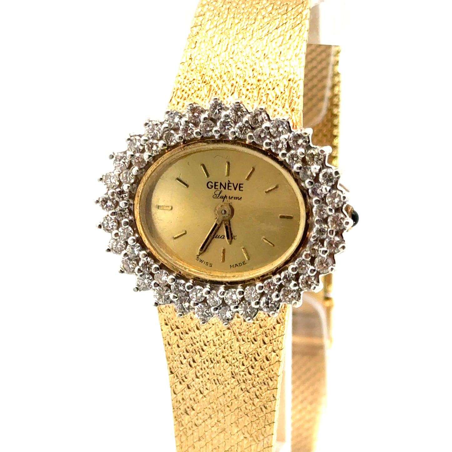 Vintage 1960’s Italian Genève Diamond Watch in 14K Yellow Gold