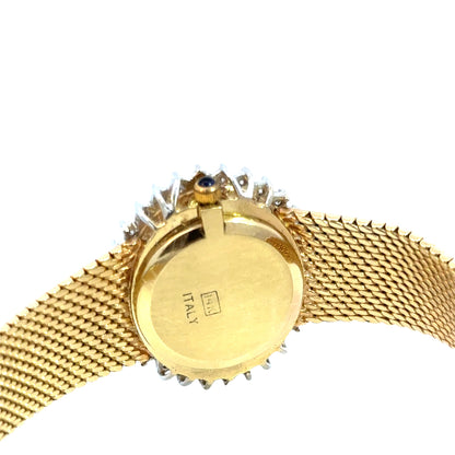 Vintage 1960’s Italian Genève Diamond Watch in 14K Yellow Gold