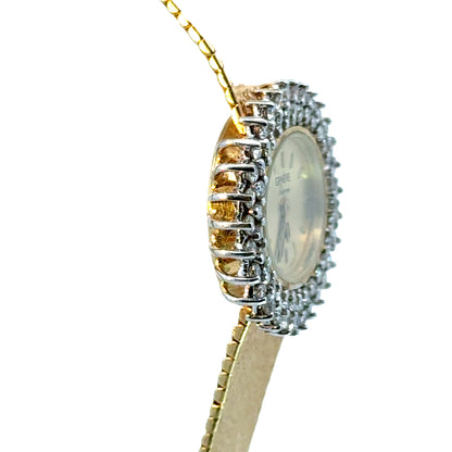 Vintage 1960’s Italian Genève Diamond Watch in 14K Yellow Gold
