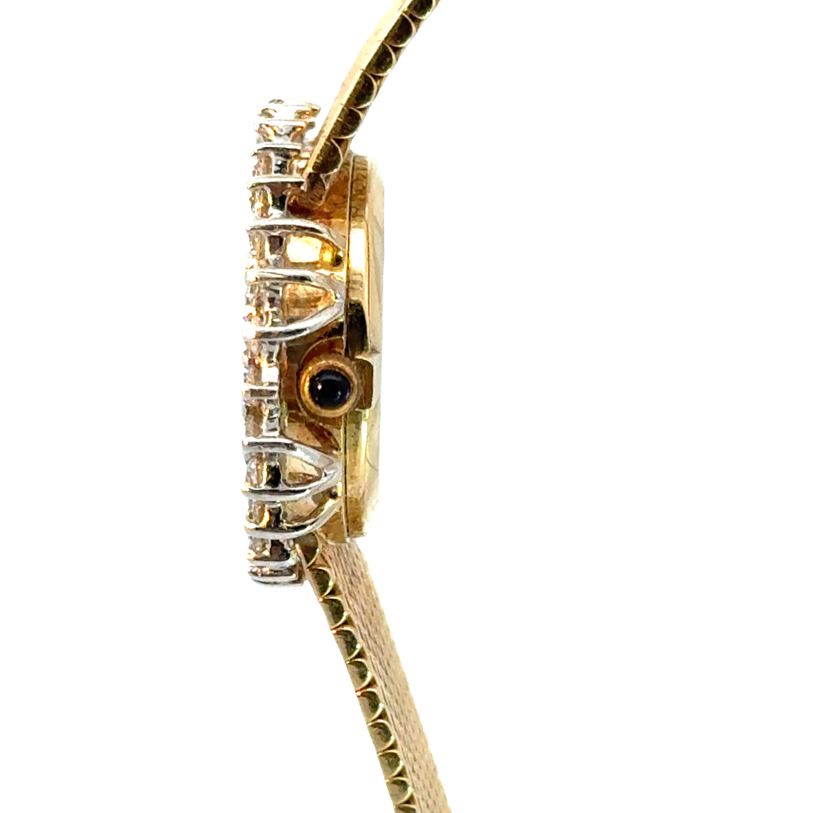 Vintage 1960’s Italian Genève Diamond Watch in 14K Yellow Gold