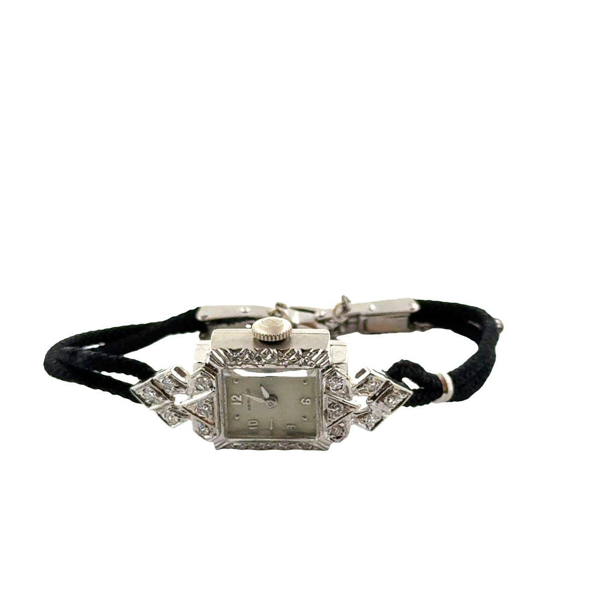 Hamilton 14K White Gold Art Deco Ladies’ Watch – 17/23 Jewels, Diamonds (Circa 1920s–1930s)