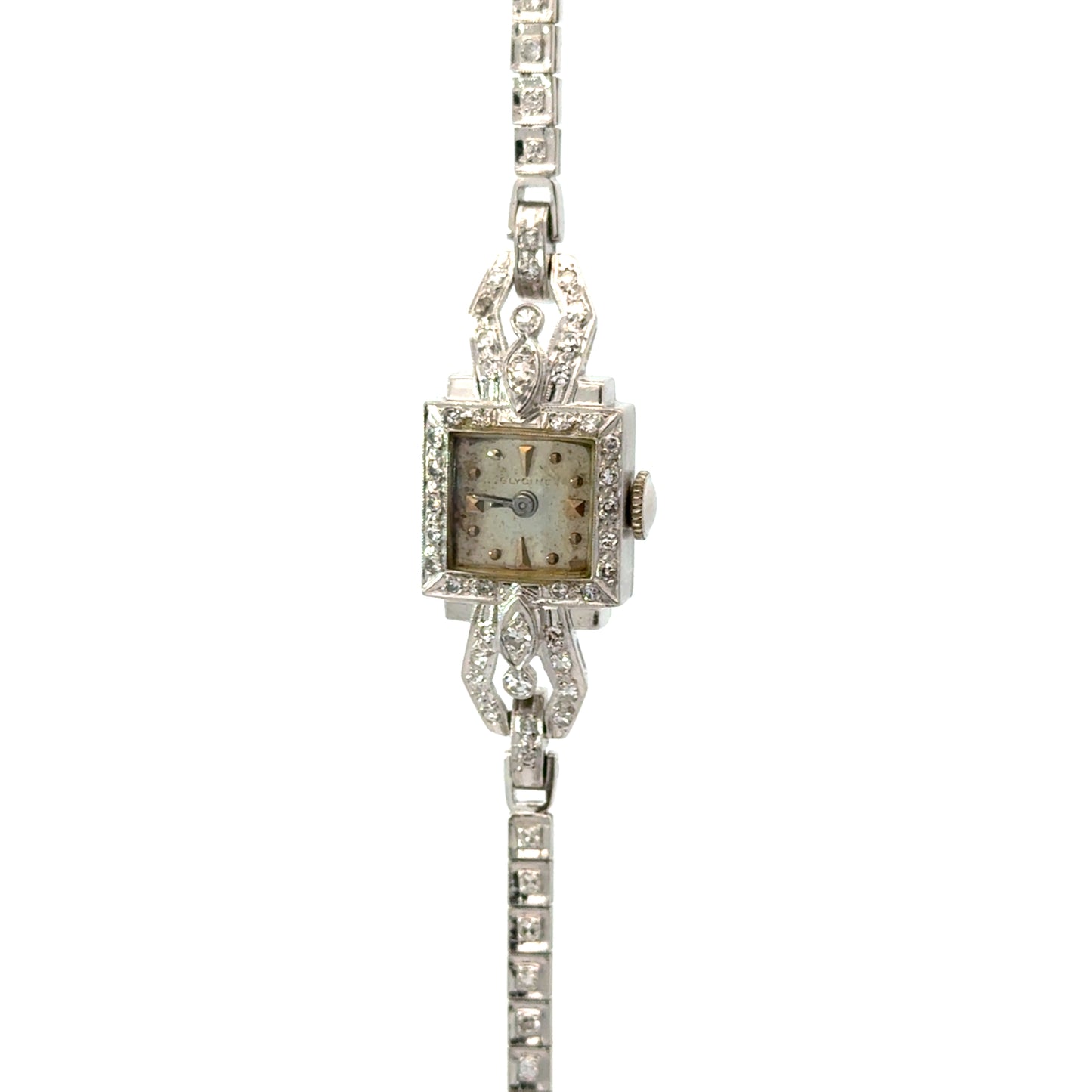 Glycine Platinum Diamond Bracelet Watch – 1920s Art Deco