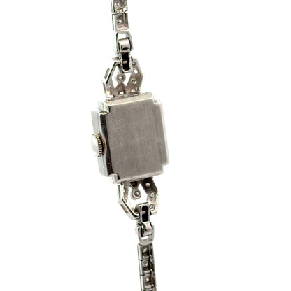 Glycine Platinum Diamond Bracelet Watch – 1920s Art Deco