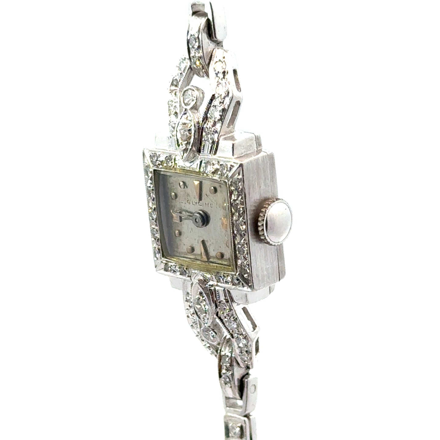Glycine Platinum Diamond Bracelet Watch – 1920s Art Deco