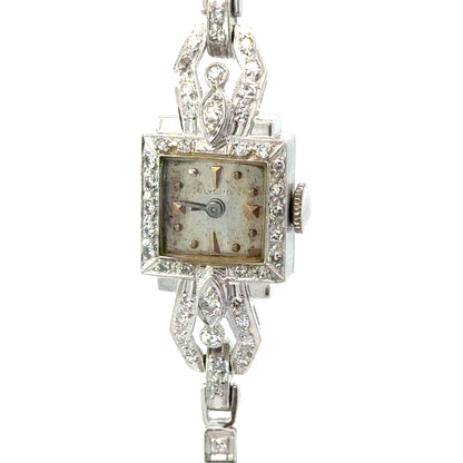 Glycine Platinum Diamond Bracelet Watch – 1920s Art Deco