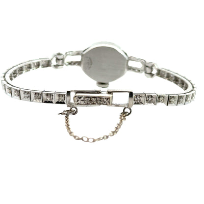 1920s Art Deco Bulova Diamond Watch – 14K White Gold, Platinum-Plated Case