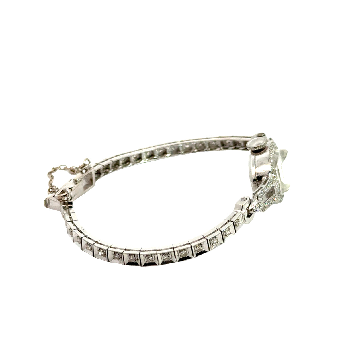 1920s Art Deco Bulova Diamond Watch – 14K White Gold, Platinum-Plated Case