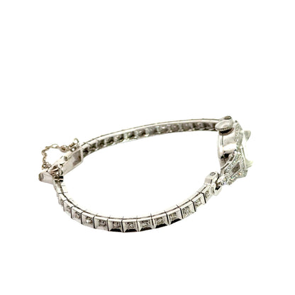 1920s Art Deco Bulova Diamond Watch – 14K White Gold, Platinum-Plated Case