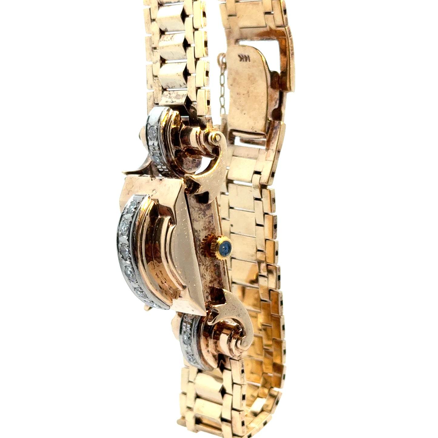 Retro 14K Gold Richeliev Diamond Secret Cover Watch – 1940s Glamour