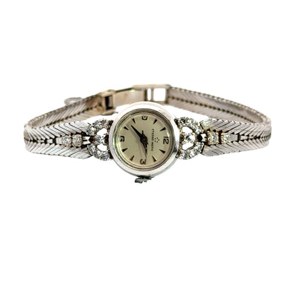 Eterna-Matic 14K White Gold Diamond Watch – Diamonds – Mid-Century Swiss Elegance