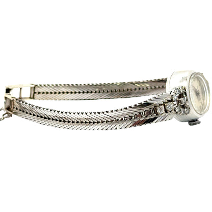 Eterna-Matic 14K White Gold Diamond Watch – Diamonds – Mid-Century Swiss Elegance