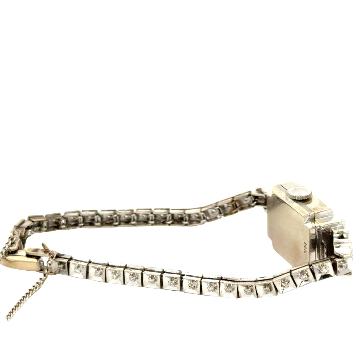 Hamilton Antique 14K White Gold Diamond Watch – Late Art Deco 1930s–1940s