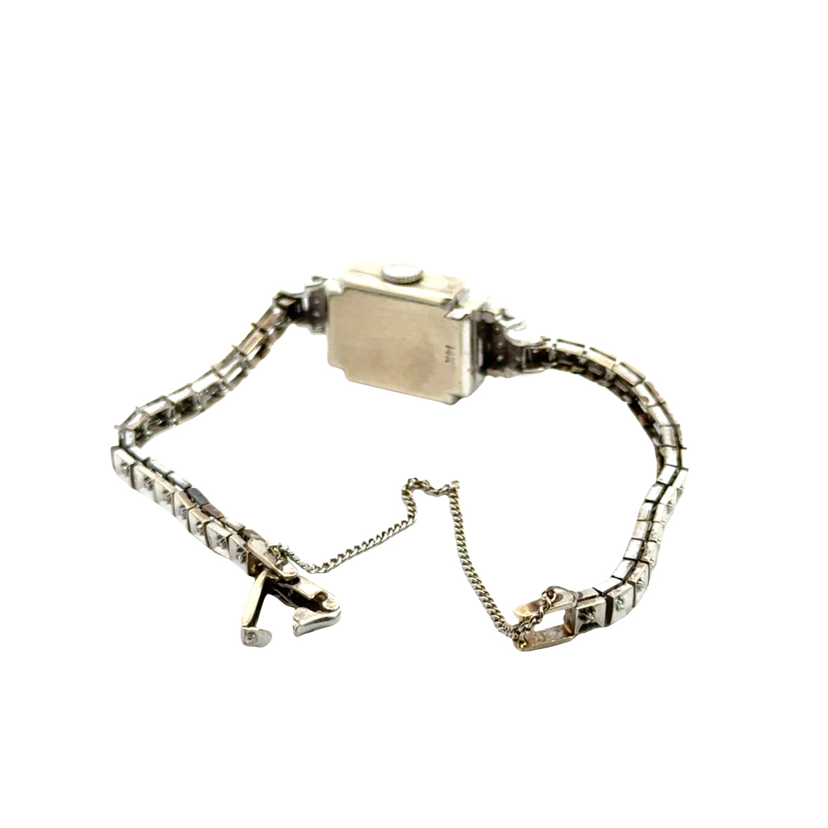 Hamilton Antique 14K White Gold Diamond Watch – Late Art Deco 1930s–1940s