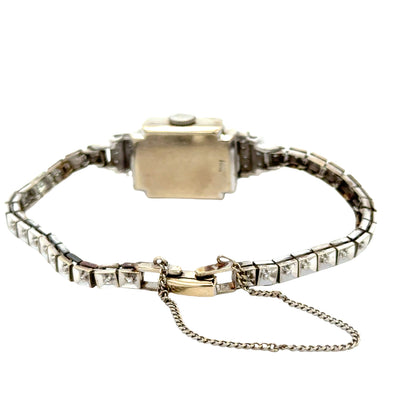 Hamilton Antique 14K White Gold Diamond Watch – Late Art Deco 1930s–1940s