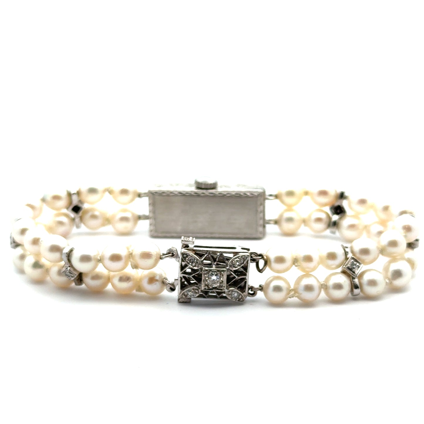 Platinum Diamond & Pearl Art Deco Watch – 17 Jewels – c. 1920s–1930s