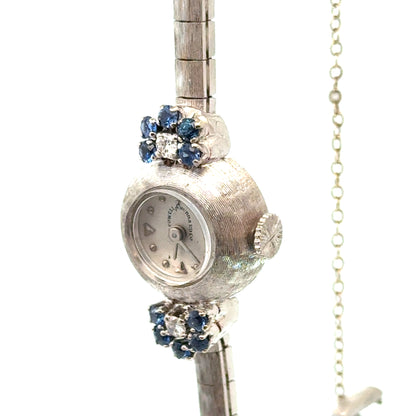 Cowell & Hubbard Co. Vintage 14K White Gold Watch with Sapphires & Diamonds (Circa 1950s–1960s)