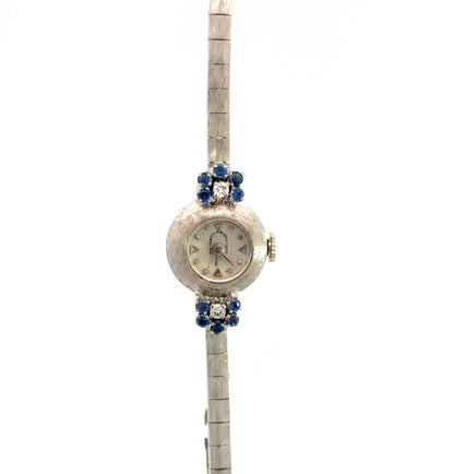 Cowell & Hubbard Co. Vintage 14K White Gold Watch with Sapphires & Diamonds (Circa 1950s–1960s)