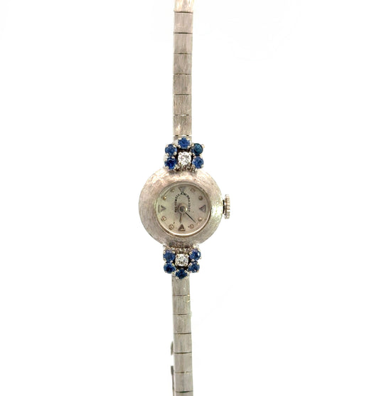 Cowell & Hubbard Co. Vintage 14K White Gold Watch with Sapphires & Diamonds (Circa 1950s–1960s)
