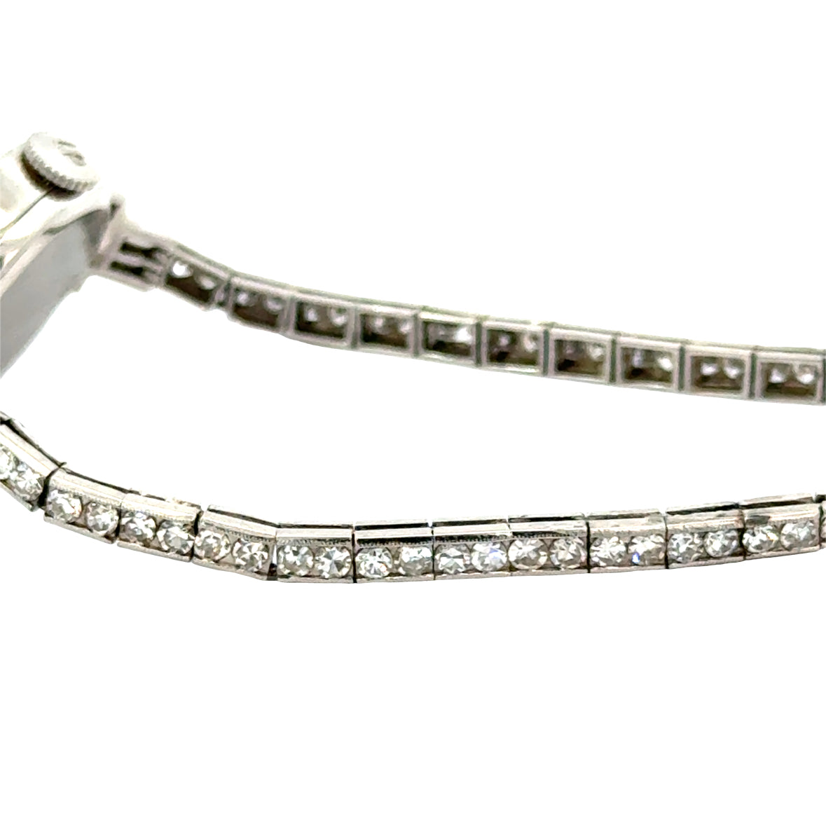 Lucien Piccard Platinum Diamond Bracelet Watch – Swiss, Art Deco/Mid-Century