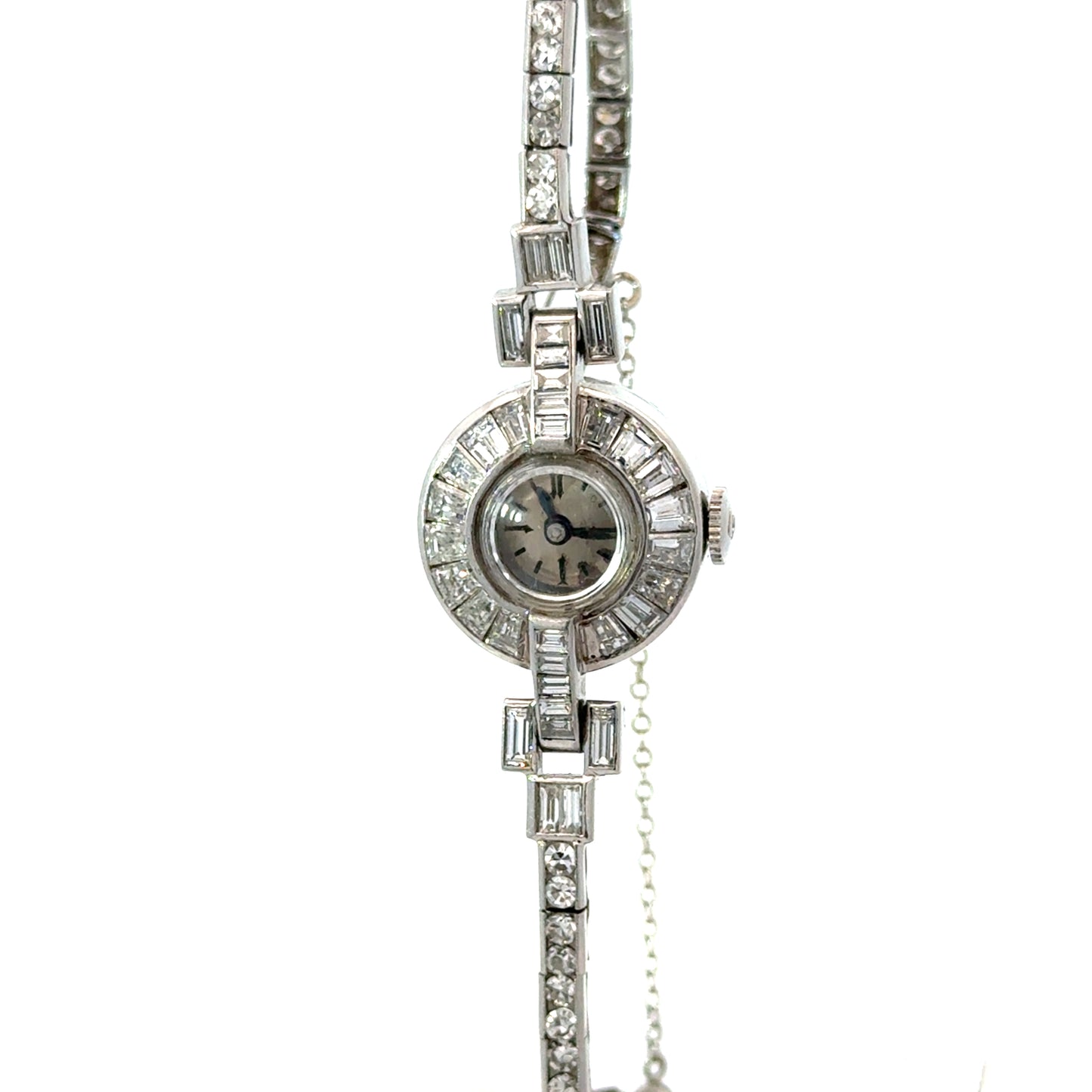 Lucien Piccard Platinum Diamond Bracelet Watch – Swiss, Art Deco/Mid-Century