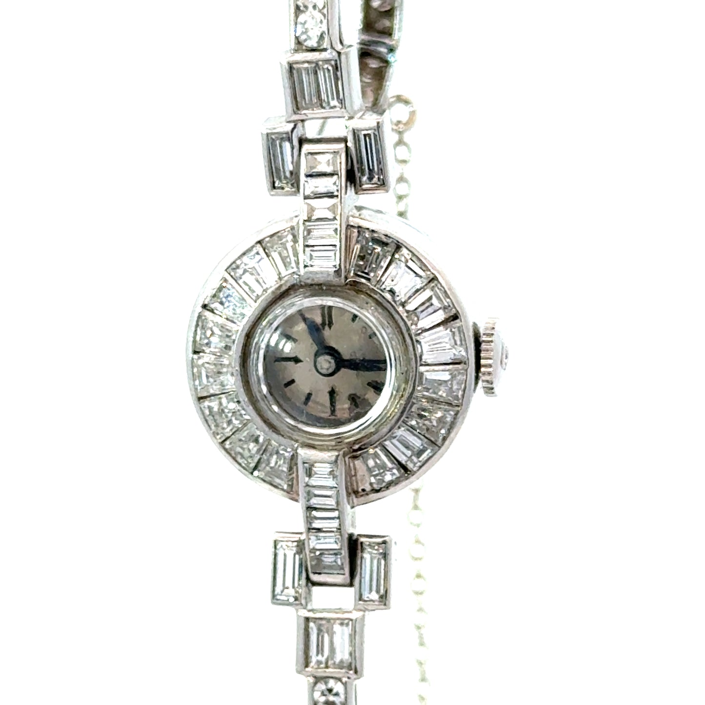 Lucien Piccard Platinum Diamond Bracelet Watch – Swiss, Art Deco/Mid-Century