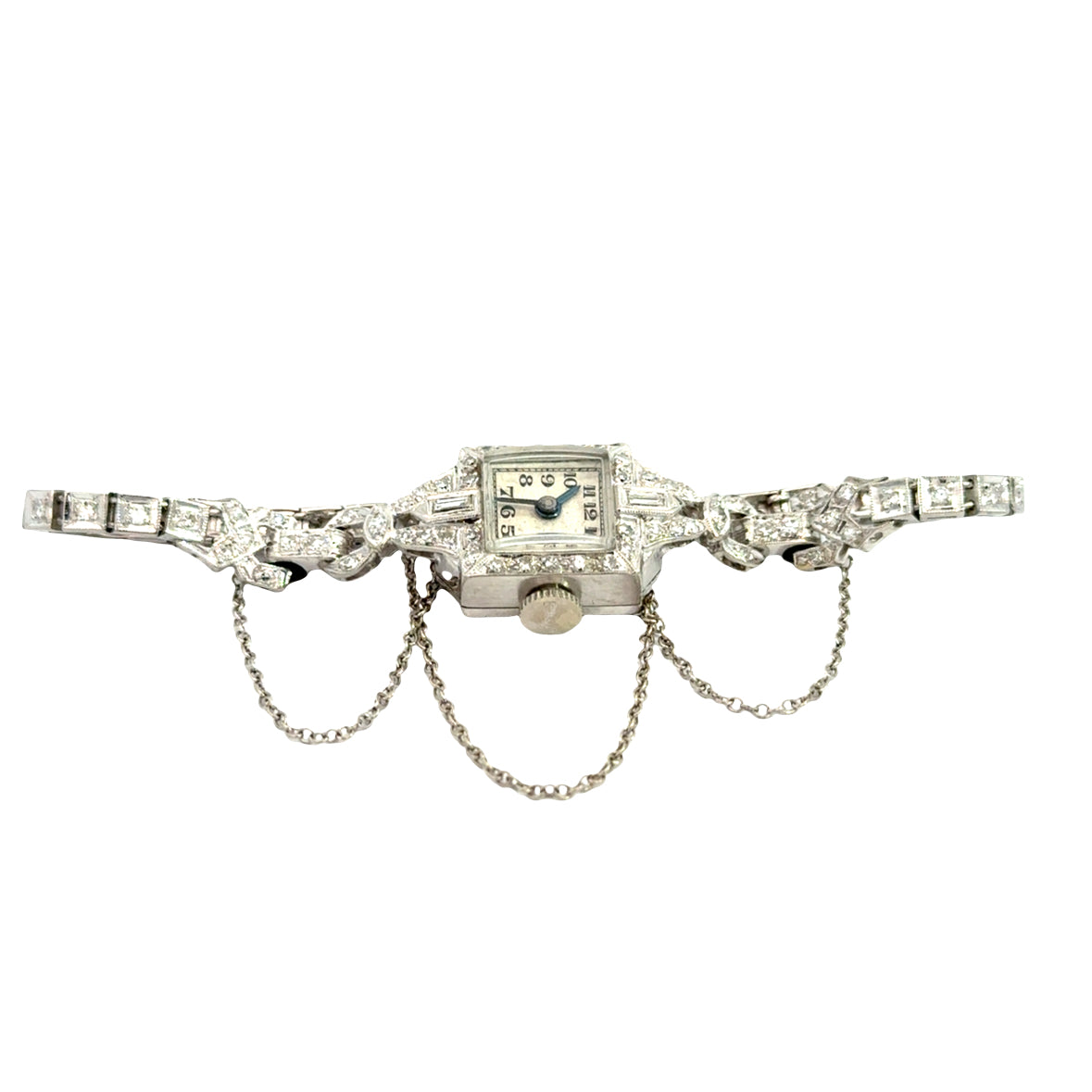 Platinum Art Deco Bulova Diamond Watch – 1920s