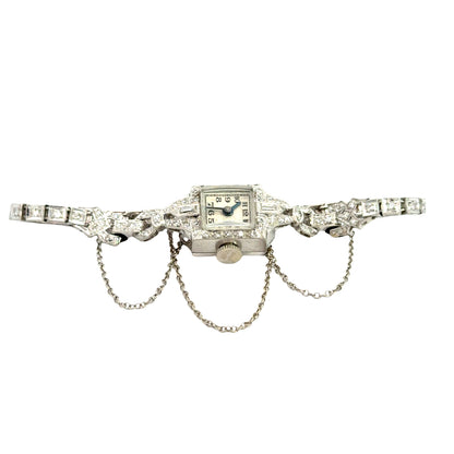 Platinum Art Deco Bulova Diamond Watch – 1920s