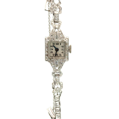 Platinum Art Deco Bulova Diamond Watch – 1920s