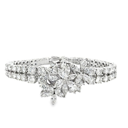 14K White Gold Lucien Piccard Diamond Watch–Bracelet