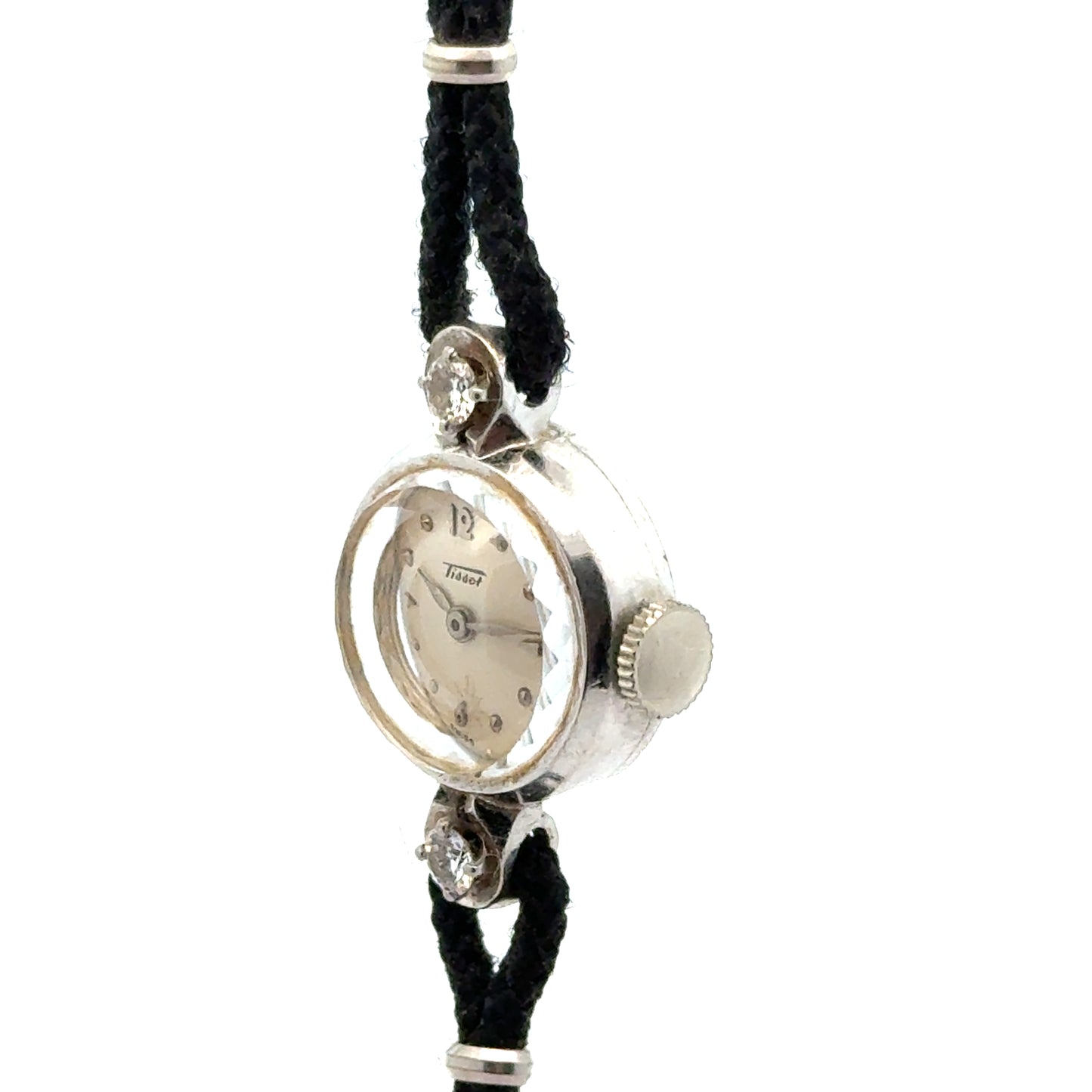 Petite Tissot Diamond Watch in 14K White Gold – 1950s