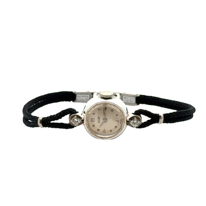 Petite Tissot Diamond Watch in 14K White Gold – 1950s
