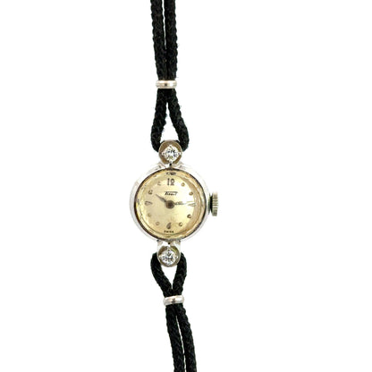 Petite Tissot Diamond Watch in 14K White Gold – 1950s