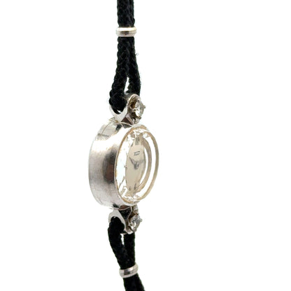 Petite Tissot Diamond Watch in 14K White Gold – 1950s
