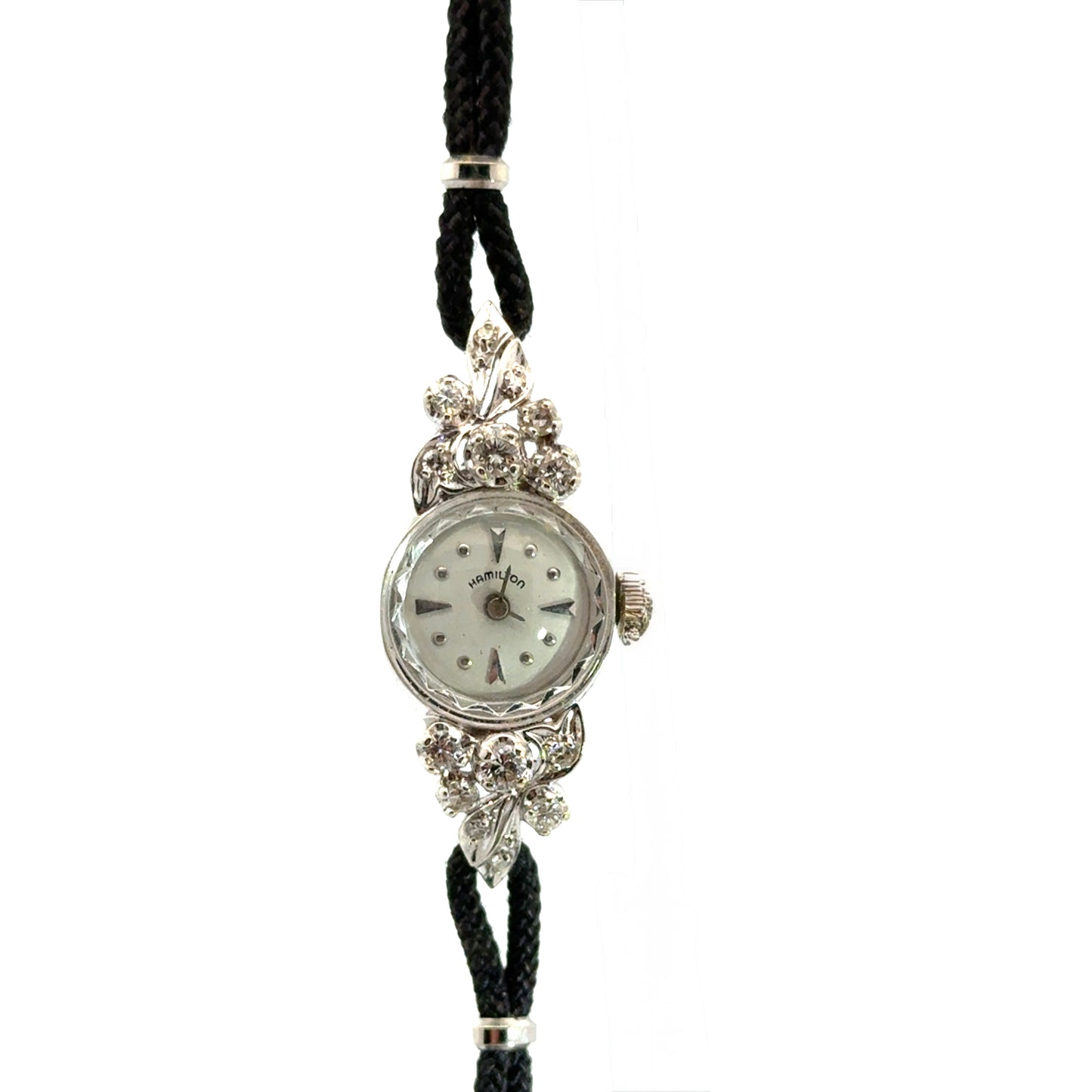 Hamilton 14K White Gold Diamond Cocktail Watch – 1920s Art Deco Elegance