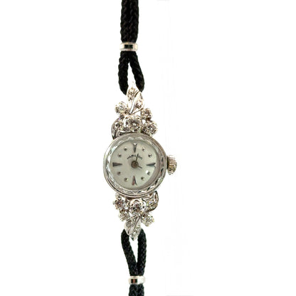 Hamilton 14K White Gold Diamond Cocktail Watch – 1920s Art Deco Elegance