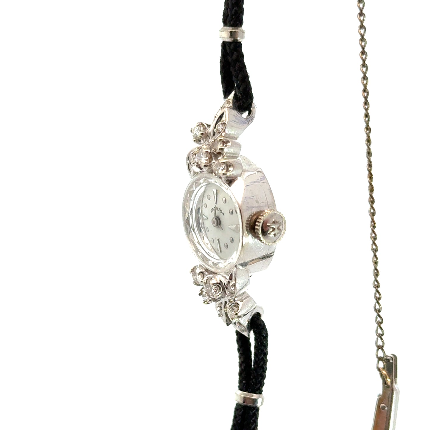 Hamilton 14K White Gold Diamond Cocktail Watch – 1920s Art Deco Elegance