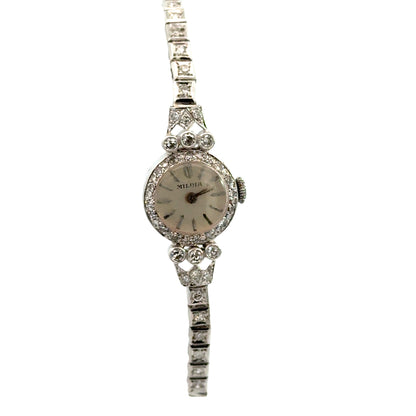 Platinum Mildia Diamond Bracelet Watch – 1920s Art Deco Elegance