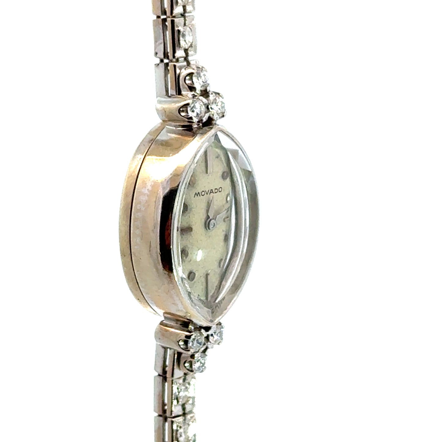 1920s Movado 14K White Gold Diamond Bracelet Watch – Art Deco Elegance
