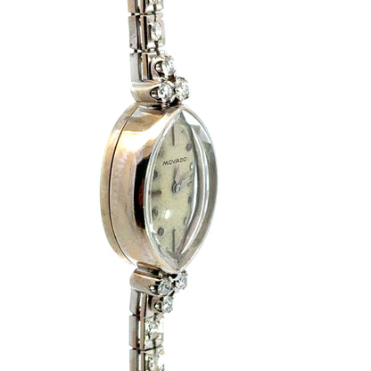 1920s Movado 14K White Gold Diamond Bracelet Watch – Art Deco Elegance